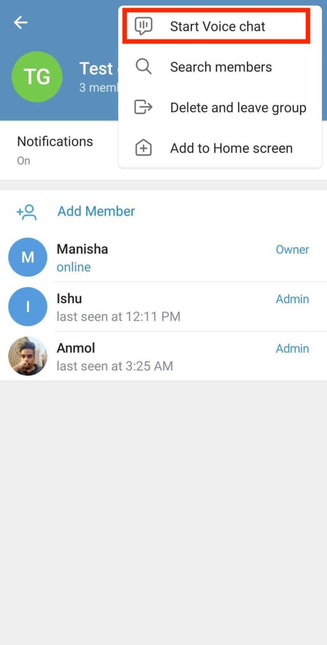 How to activate group call in Telegram?